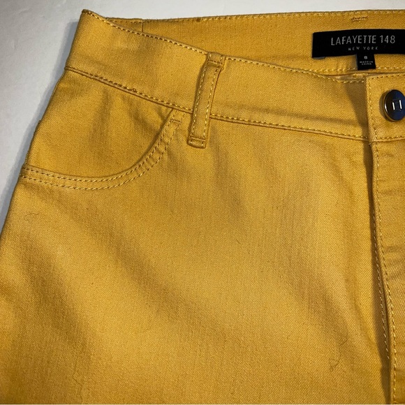 Lafayette 148 New York Thompson Straight Leg Jean Gold Yellow Sz 8 - Picture 6 of 13